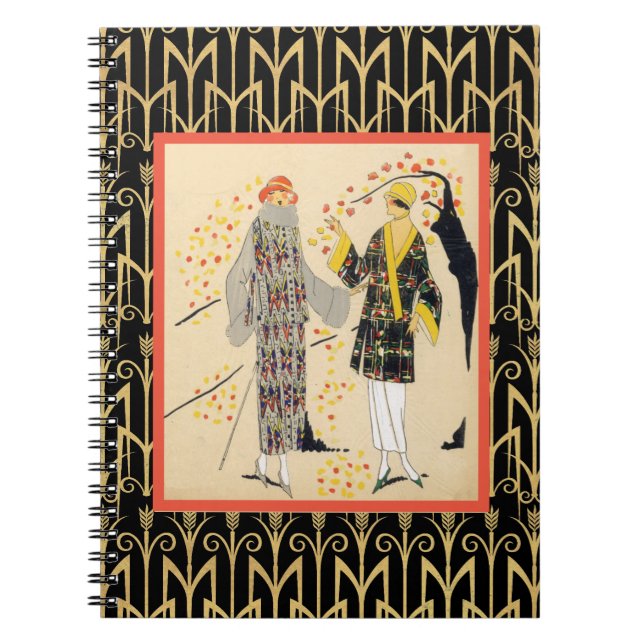 Art Deco Autumn Fashionistas Anteckningsbok (Framsidan)