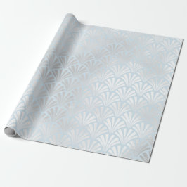 Art Deco Baby blue Silver Grått Scales Seashells Presentpapper