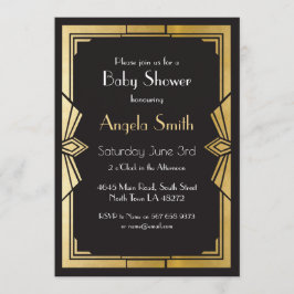 Art Deco Baby Shower Gatsby Black Inbjudan 1920-ta
