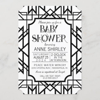 Art Deco Baby Shower Inbjudan 1920-talet Gatsby