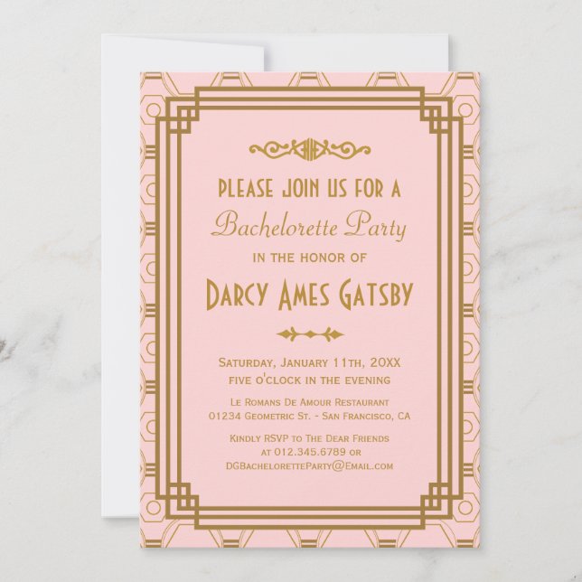 Art Deco Bachelorette Party-inbjudningar Inbjudningar (Framsida)