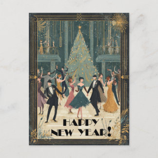 Art Deco Ballsaldans Glad Nyår Vykort