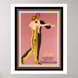 Art Deco "Bally Chausasses" Poster 16 x 20