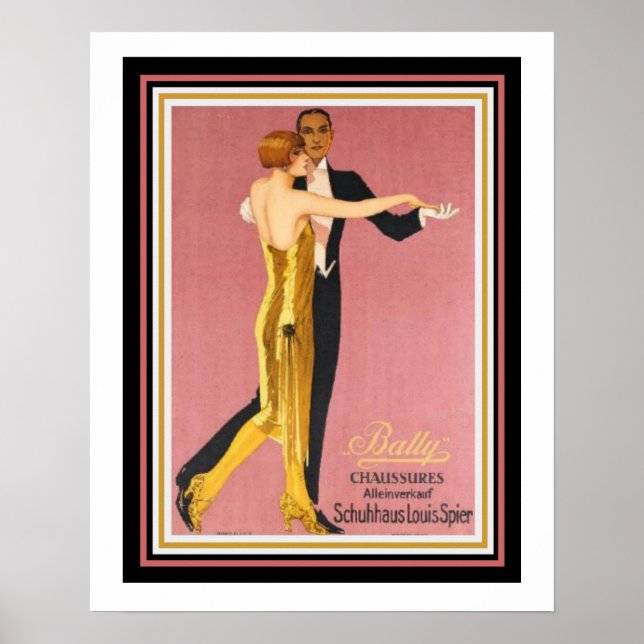 Art Deco "Bally Chausasses" Poster 16 x 20 (Framsidan)