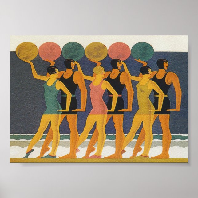 Art Deco Beach Wall Art Poster (Framsidan)