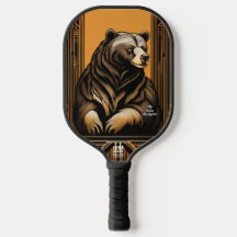 Art Deco Bear Personlig Pickleball Paddle