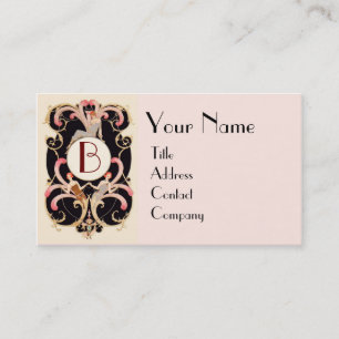 ART DECO BEAUTY MODE COSTUME DESIGNER MONOGRAM VISITKORT