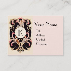 ART DECO BEAUTY MODE COSTUME DESIGNER MONOGRAM VISITKORT