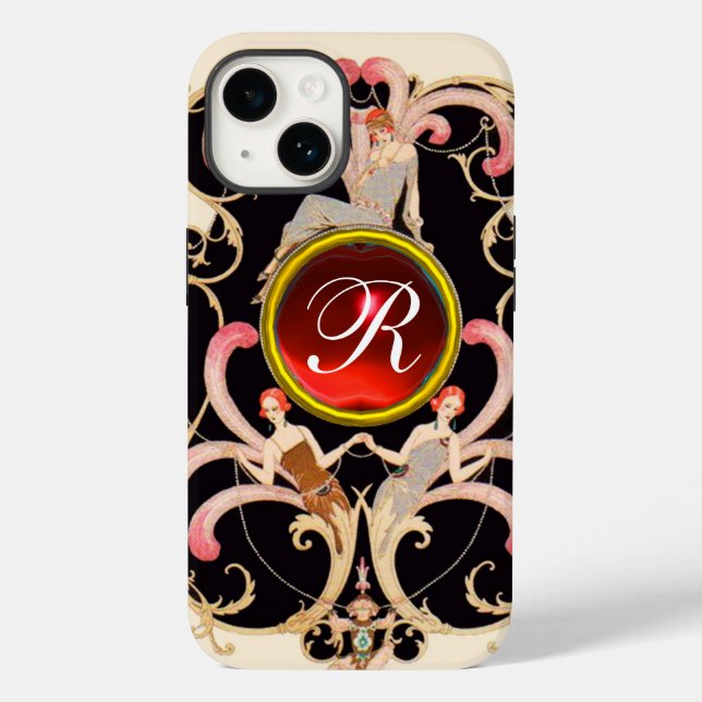 ART DECO BEAUTY MODE RED RUBY GEMSTONE MONOGRAM (Baksida)