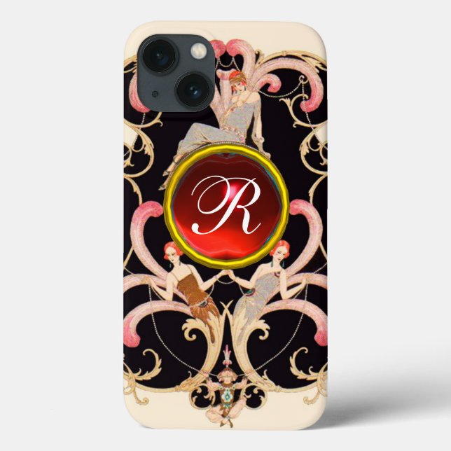 ART DECO BEAUTY MODE RED RUBY GEMSTONE MONOGRAM (Baksida)