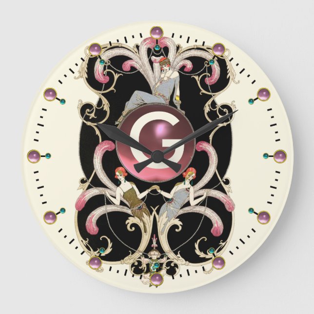 ART DECO BEAUTY MODE ROSA GEMSTONE MONOGRAM STOR KLOCKA (Framsida)
