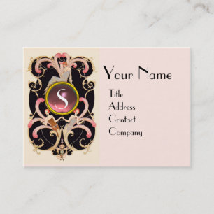 ART DECO BEAUTY MODE ROSA GEMSTONE MONOGRAM VISITKORT