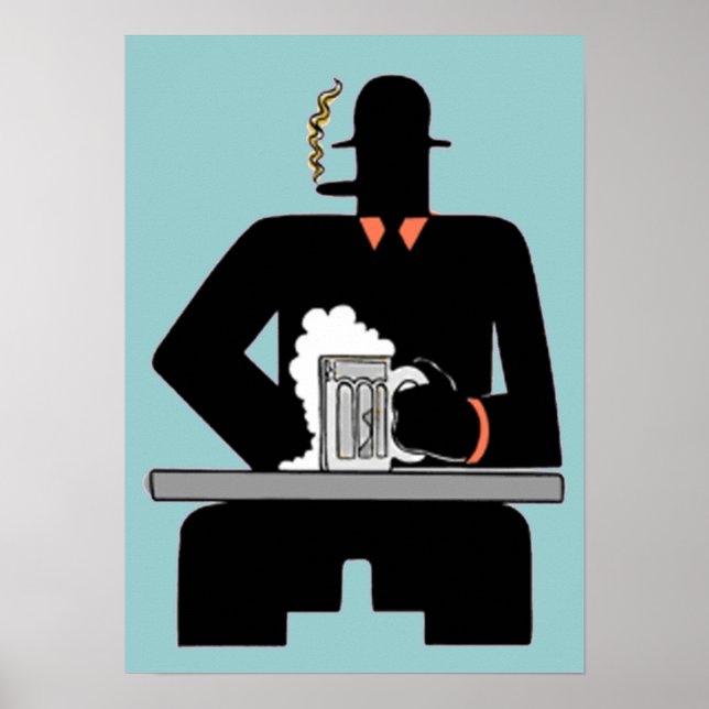 Art Deco Beer Drinker Poster (Framsidan)