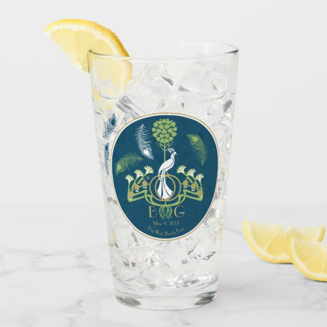 Art Deco Beer Glass Pint Bröllop Glaskopp (Framsida Ice)