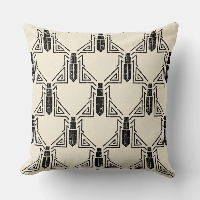 Art Deco Beetle Mönster - Black on Cream Kudde (Framsida)