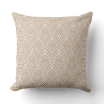 Art Deco Beige Shell Throw Pillow