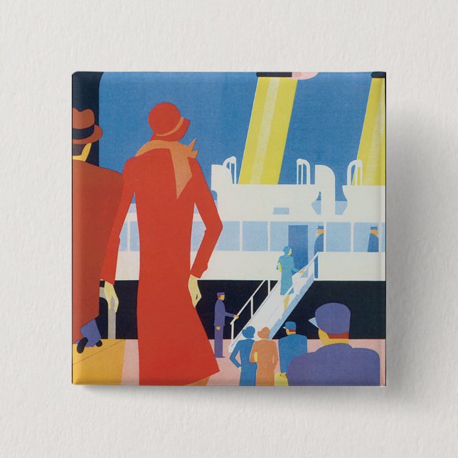 Art Deco Belgium Ferry Poster Knapp (Framsida)