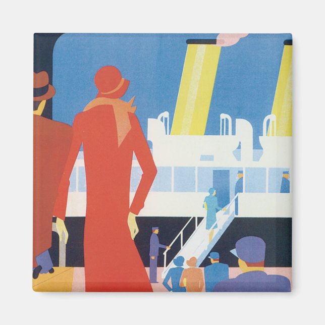 Art Deco Belgium Ferry Poster Magnet (Framsidan)