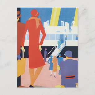 Art Deco Belgium Ferry Poster Vykort