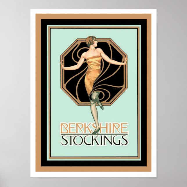 Art Deco Berkshire Stockings Ad Poster 12 x 16 (Framsidan)