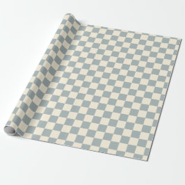 Art Deco Bi-flygplan Check - blue checkerboard. Presentpapper