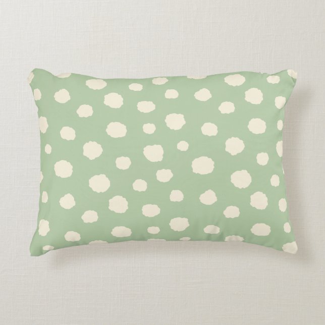 Art Deco Bi-flygplan Clouds - kräm grönt polka dot Prydnadskudde (Framsidan)
