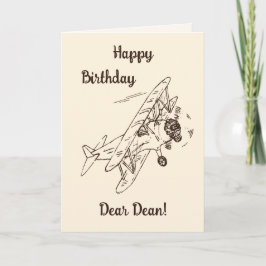 Art Deco Bi-flygplan - Grattis på födelsedagen + n Kort