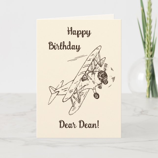 Art Deco Bi-flygplan - Grattis på födelsedagen + n Kort (Framsida)