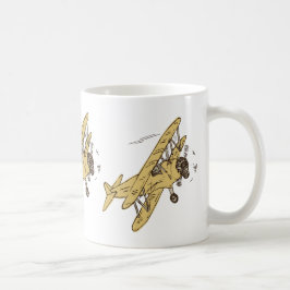 Art Deco Bi-flygplan - gult ingen text. Kaffemugg