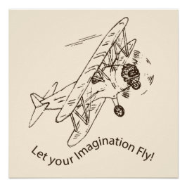 Art Deco Bi-flygplan - låt din fantasi flyga. Perfect Poster