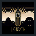 Art Deco Big Ben Poster<br><div class="desc">Big och dess torn görs i ett vackert svart och guld art deco stil.</div>