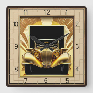 Art Deco-bil Fyrkantig Klocka