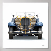 Art Deco bilkonst: Förgylld Roadster