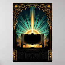 Art Deco Bio Popcornmaskin Guld & Teal