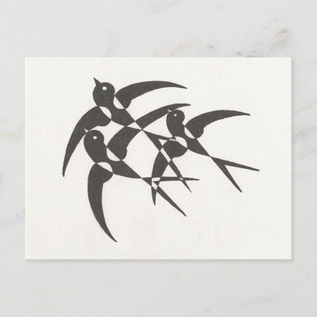 Art Deco Birds vycard Vykort (Framsida)