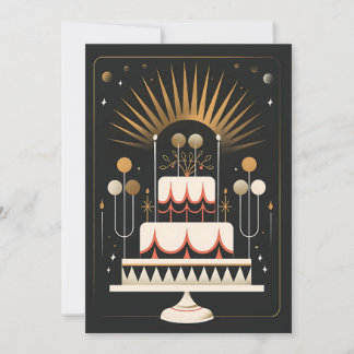 Art Deco Birthday Cake Inbjudningar