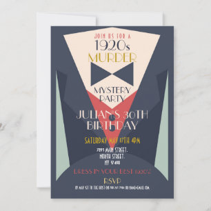 Art Deco Birthday Gatsby Murder Mystoppy från 1920 Inbjudningar