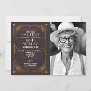 Art Deco Birthday Gatsby Party Photo 1920 Inbjudningar