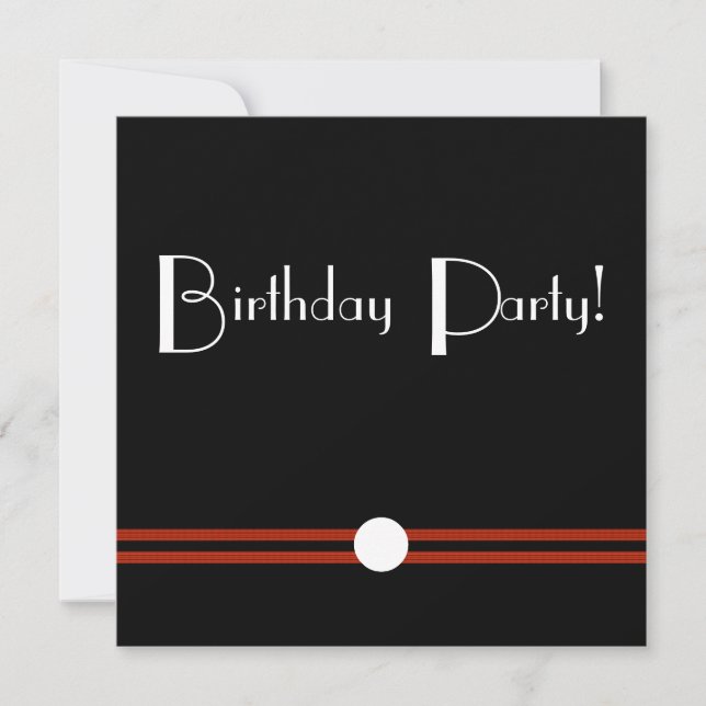 Art Deco Birthday Inbjudan i svartvitt (Framsida)