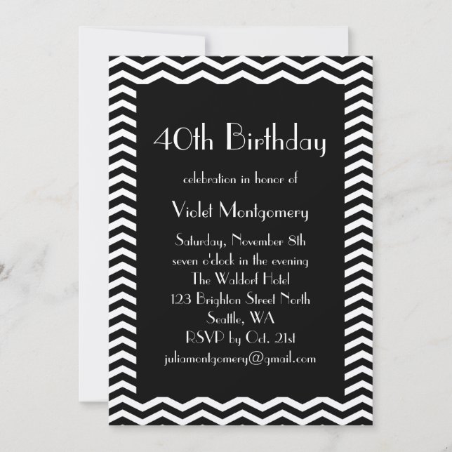 Art Deco Birthday-inbjudan Inbjudningar (Framsida)