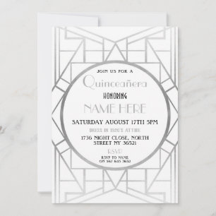 Art Deco Birthday Quinceanera Gatsby Party 1920 Inbjudningar