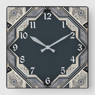 Art Deco Blå Fyrkantig Klocka
