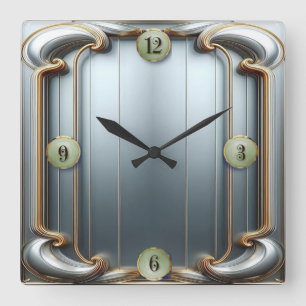 Art Deco Blå Fyrkantig Klocka