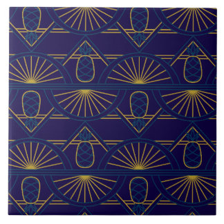 Art Deco Blå Guld Geometrisk Kakelplatta