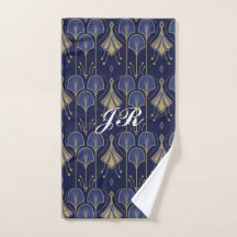 Art Deco Blå Och Guld