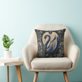 ART DECO BLÅ SVAN | VINTAGE DEKORATIVT ACCENT KUDDE
