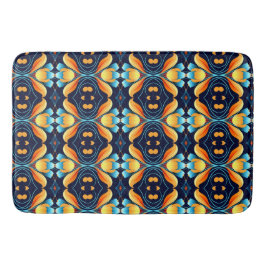 Art Deco-blåa orange blommor Badrumsmatta