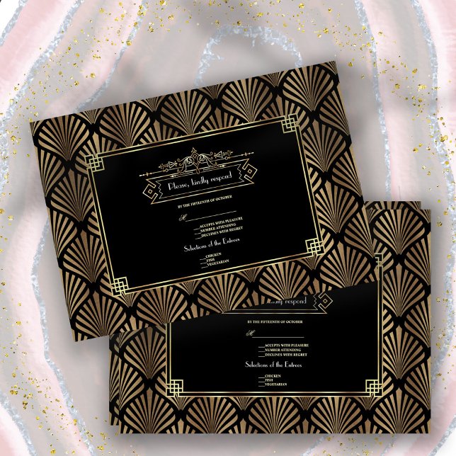 Art Deco Black 1920-talets Bröllop OSA Kort (Skapare uppladdad)