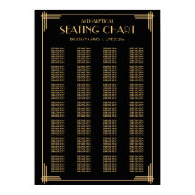 Art Deco Black Alphabetical Bröllop Seatschdiagram