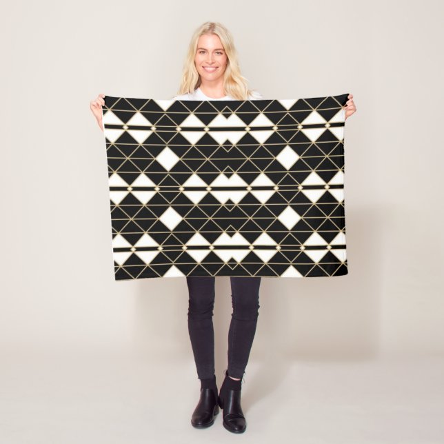 Art Deco Black and Gold Geometric luxury Fleecefilt (På plats)